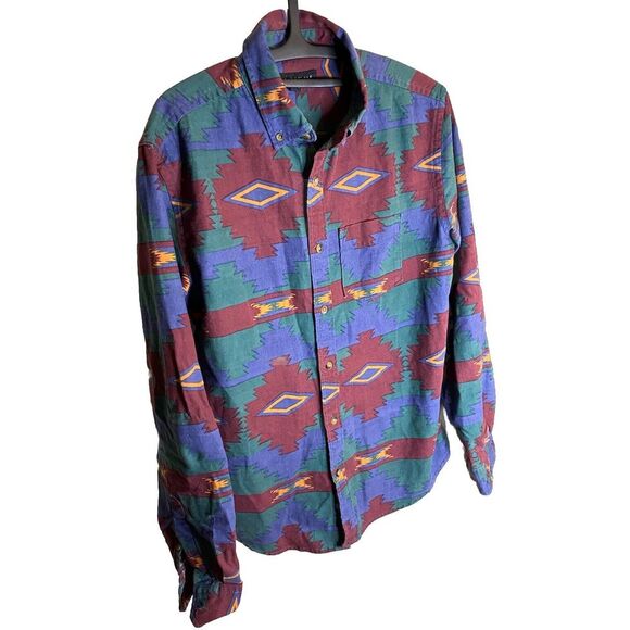 Aeropostale Shirt Mens Small Aztec Southwestern Button‎ Up Casual Cowboy Western - Picture 1 of 5